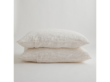 100% Pure Linen Cocoa Stripe Standard Pillowcase Set (2)