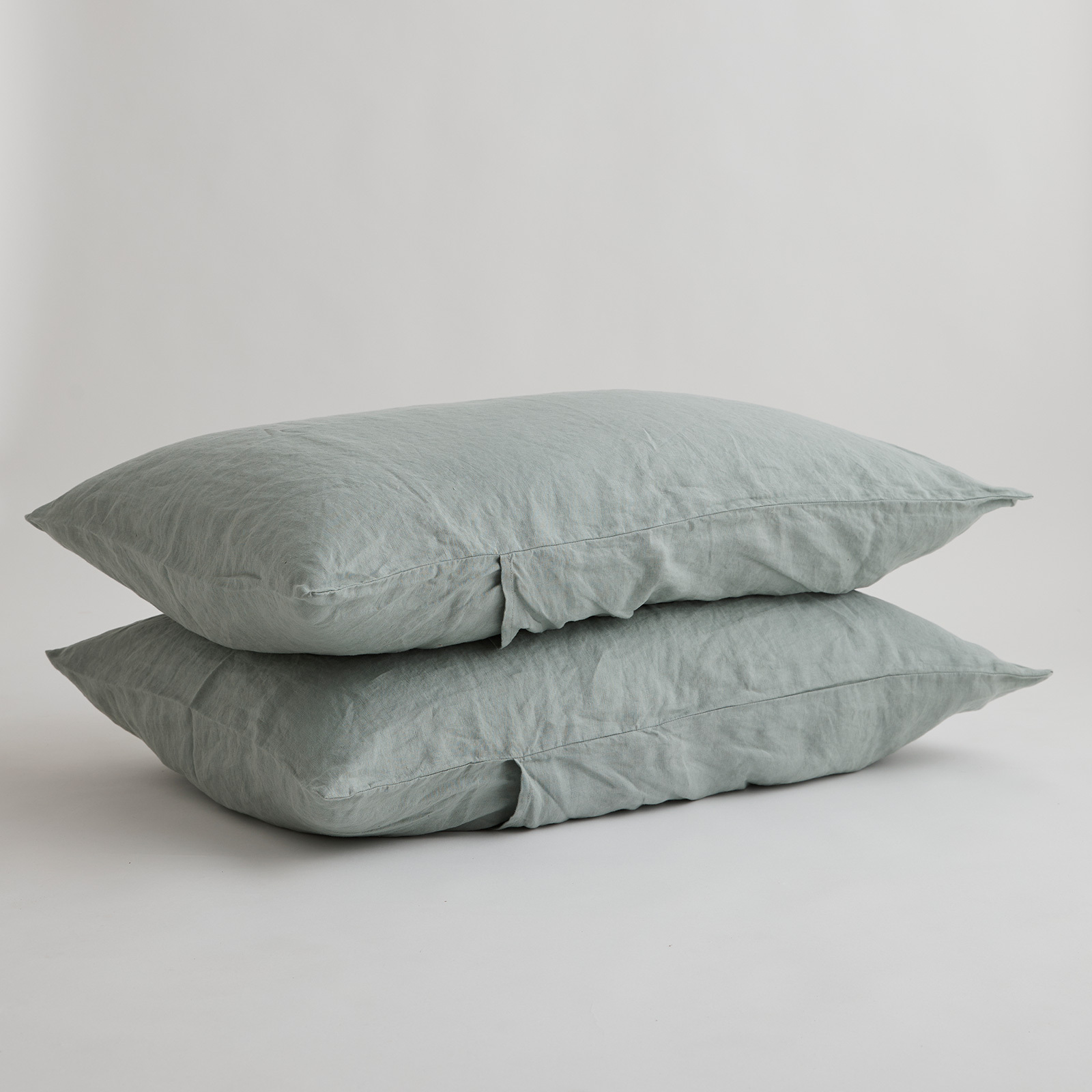 100% Pure Linen Sage Standard Pillowcase Set (2)
