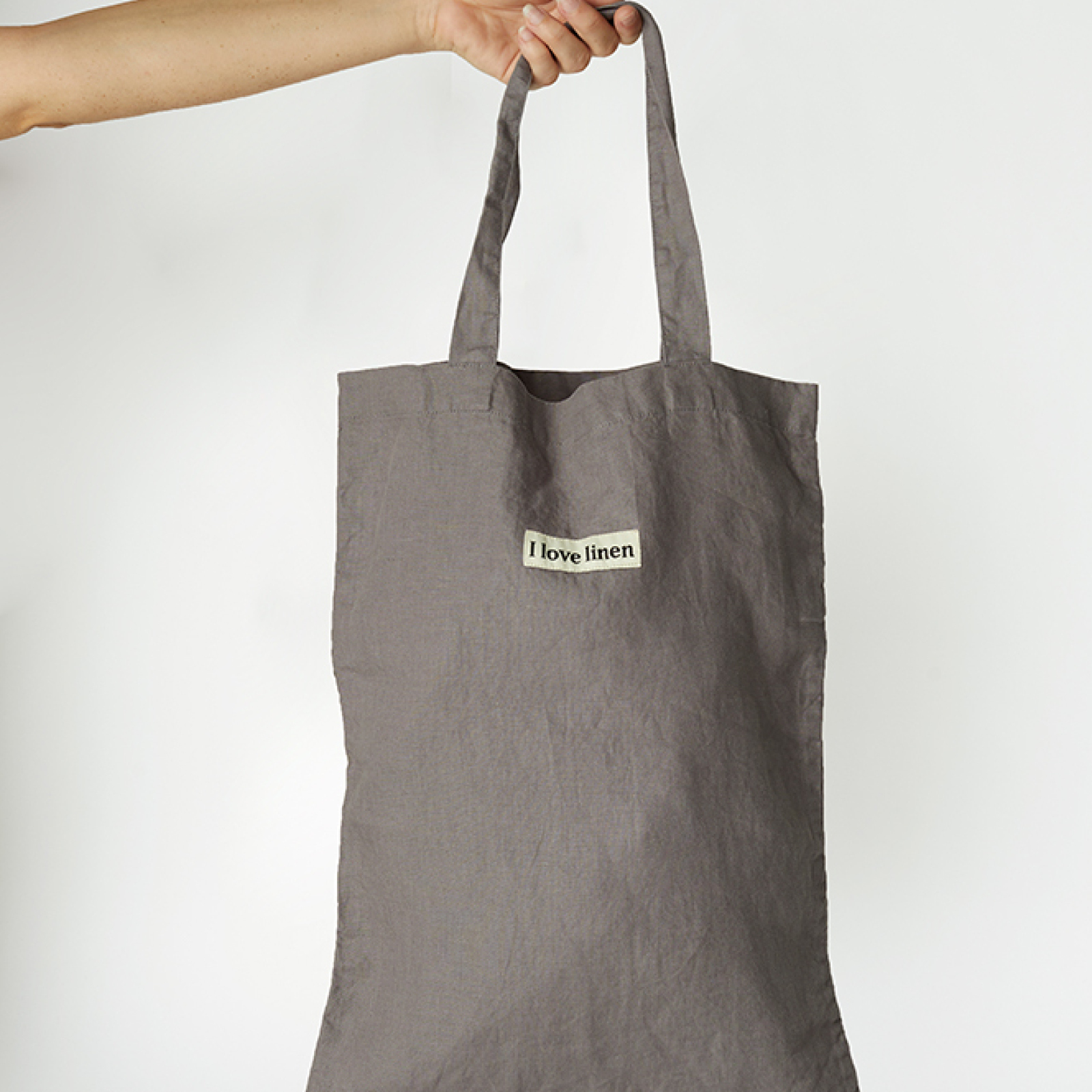 French Linen Market Bag in Warm Grey