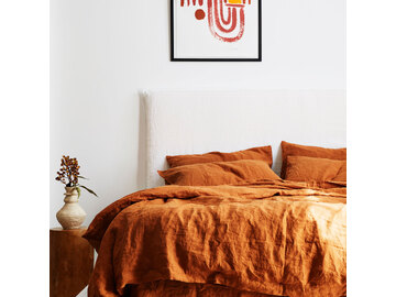 ochre bed linen